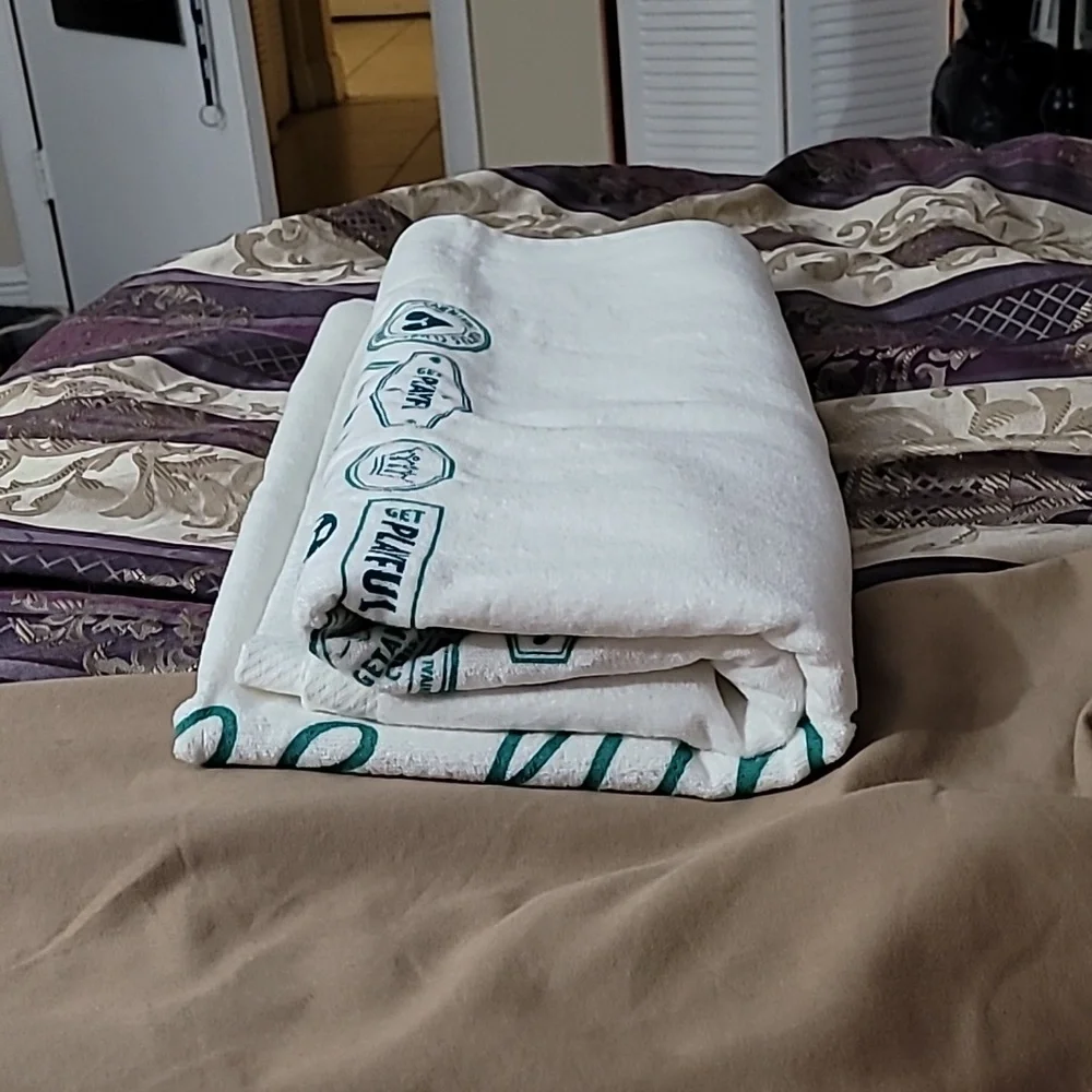Carnival Cruise Line - Players Club Casino Logo - New- Beach Towel White & Green